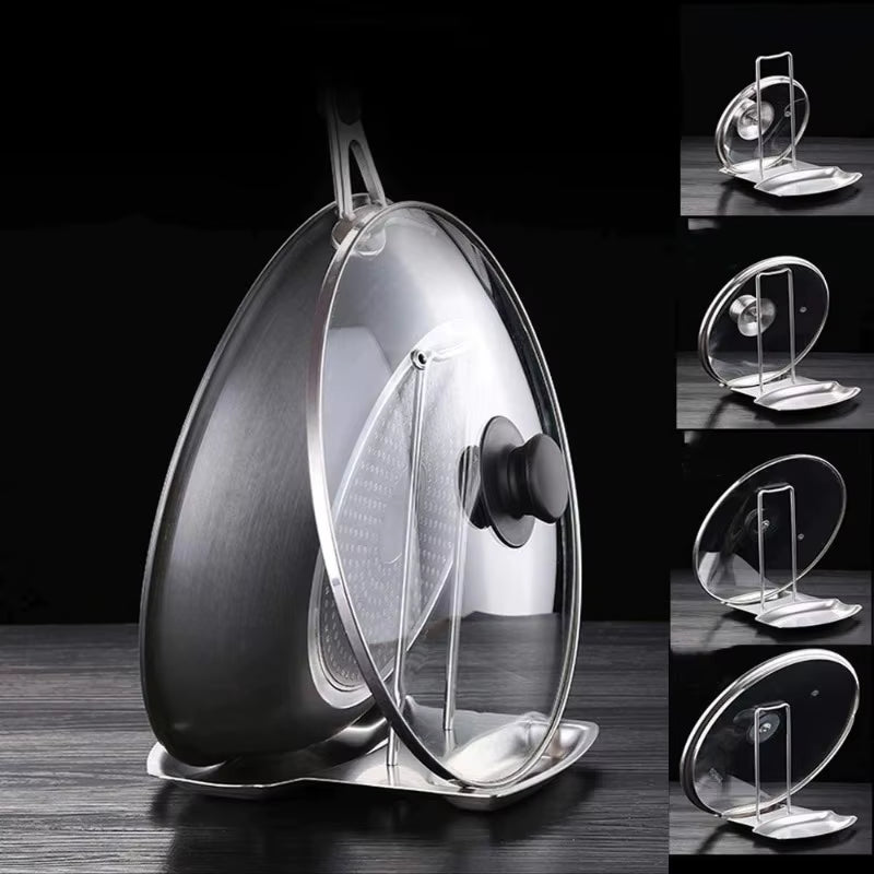 Stainless Steel Pot Lid Rack Detachable Pot Lid Rack Lid Spoon Multifunctional Storage Rack Silver Design Organizing Cookware