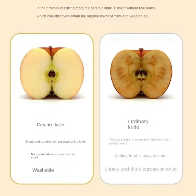 2-In-1 Ceramic Knife Multi-Functional Small Fruit Knife Peeler Travel Dormitory Kitchen Home Melon Knife High Appearance Level