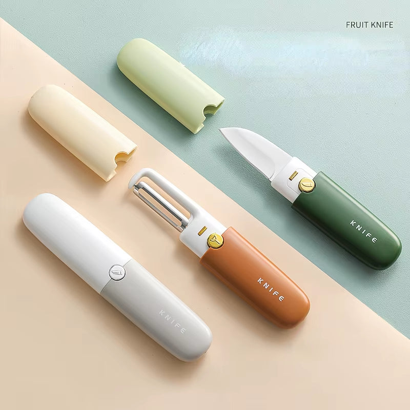 2-In-1 Ceramic Knife Multi-Functional Small Fruit Knife Peeler Travel Dormitory Kitchen Home Melon Knife High Appearance Level