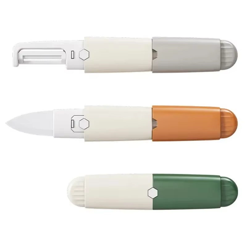 2-In-1 Ceramic Knife Multi-Functional Small Fruit Knife Peeler Travel Dormitory Kitchen Home Melon Knife High Appearance Level